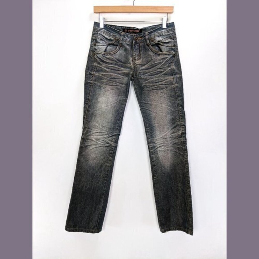 V-mtx Jeans Size 26 Womens Dirty Dye Low Rise Boot Cut Denim Jeans in Dirty Blue